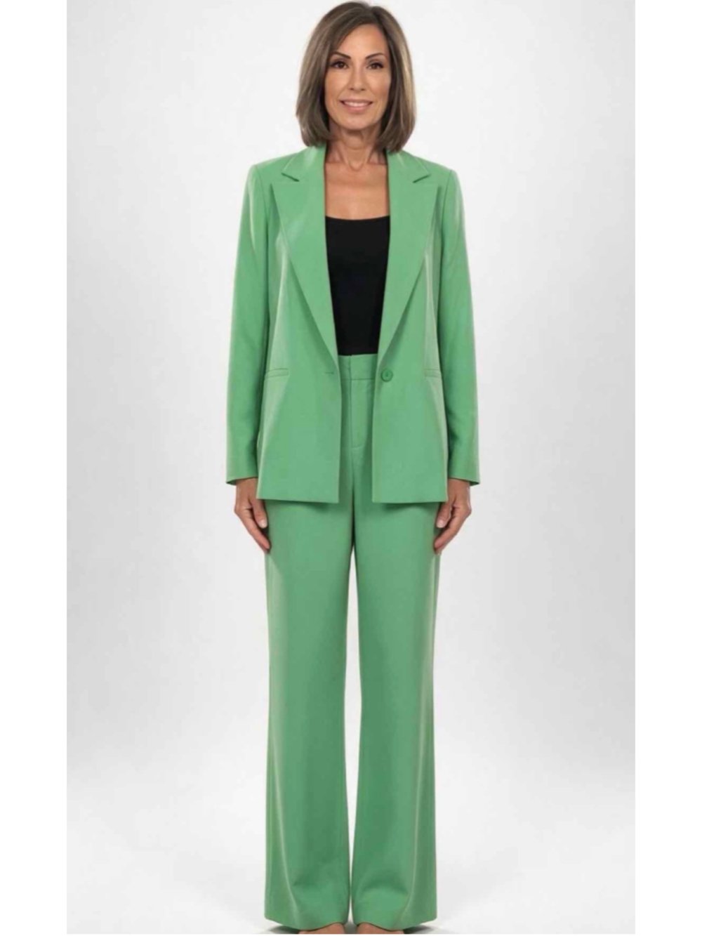 Alice + Olivia Denny Blazer & Dylan Pant Suit Set Size 2 Garden Green